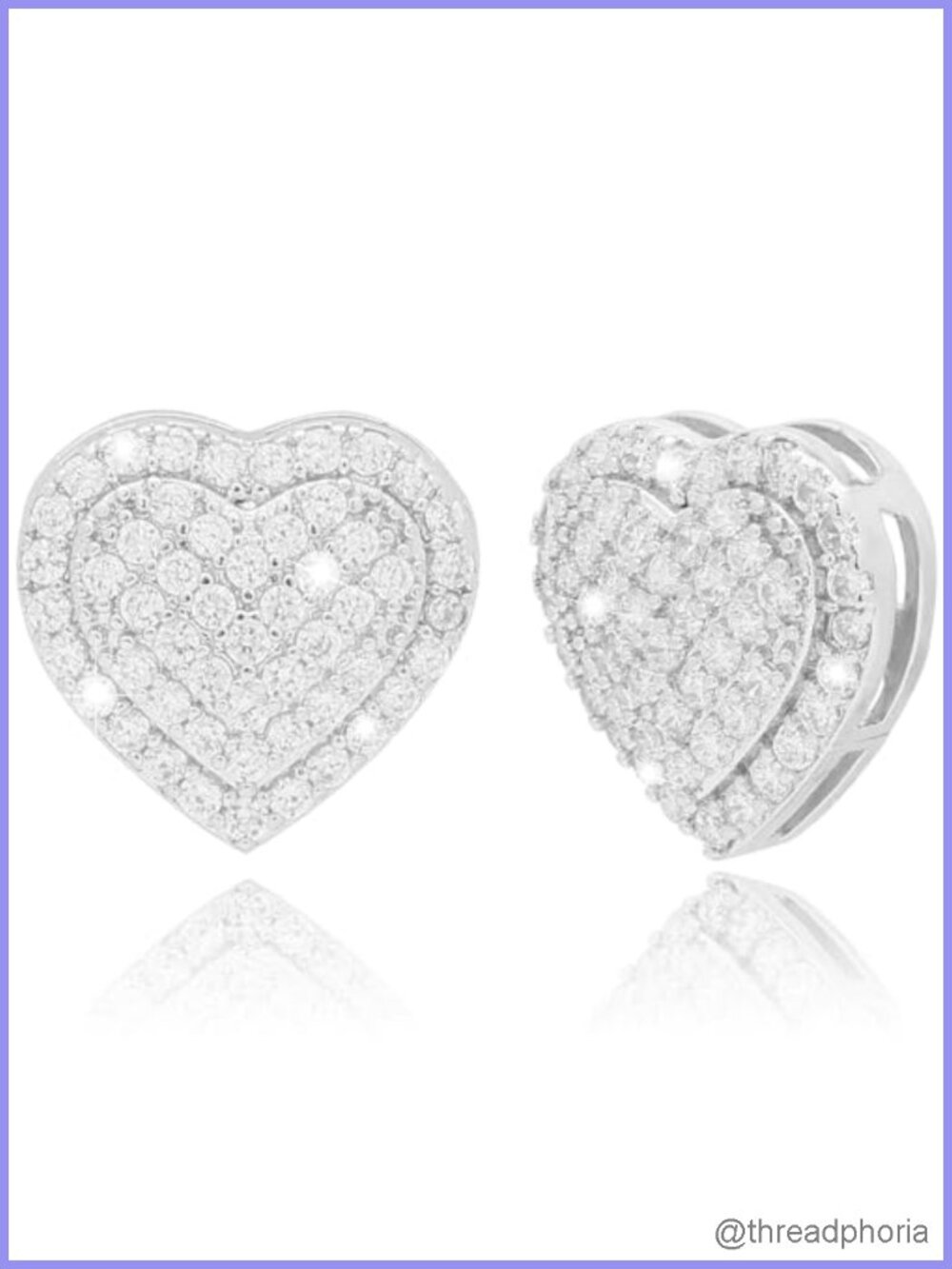 Rhinestone Heart Stud Earrings Sparkly Elegant Wedding Prom Jewelry Gift